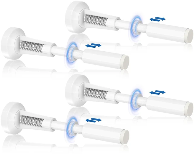 Main image of 4Pcs Adjustable Spring Door Stop, 4.17-5.35in Long Door Stoppers, White Door Stoppers with Silicone Tip, Matte Black Door Stop for Bottom of Door, Screw & Adhesive Installation