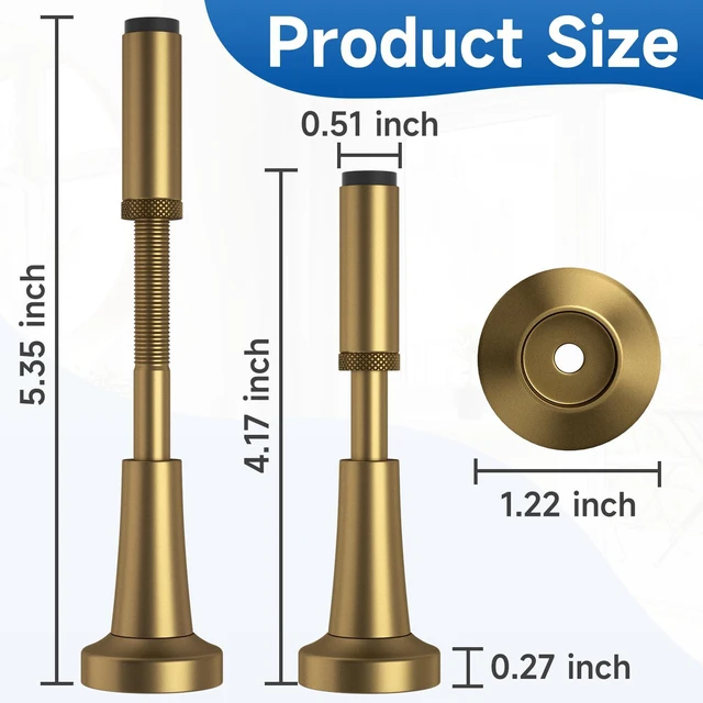 Alt view image 2 of 7 - 4Pcs Adjustable Spring Door Stop, 4.17-5.35in Long Door Stoppers, Bronze Door Stoppers with Silicone Tip, Matte Black Door Stop for Bottom of Door, Screw & Adhesive Installation