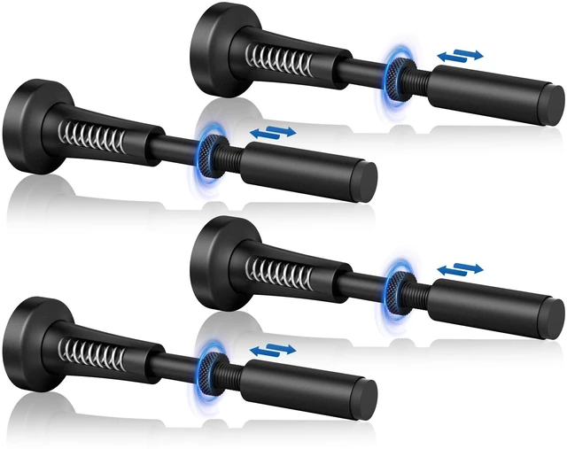 Main image of 4Pcs Adjustable Spring Door Stop, 4.17-5.35in Long Door Stoppers, Black Door Stoppers with Silicone Tip, Matte Black Door Stop for Bottom of Door, Screw & Adhesive Installation