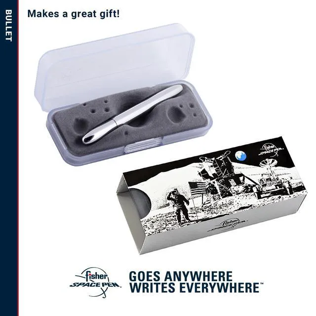 Alt view image 7 of 7 - Space Pen Chrome Pressurized Ballpoint Bullet Pen, Gift Box Compact Size, Writes Upside Down and in Extreme Temperatures, Smooth Black Ink, Medium Point, Made in the USA