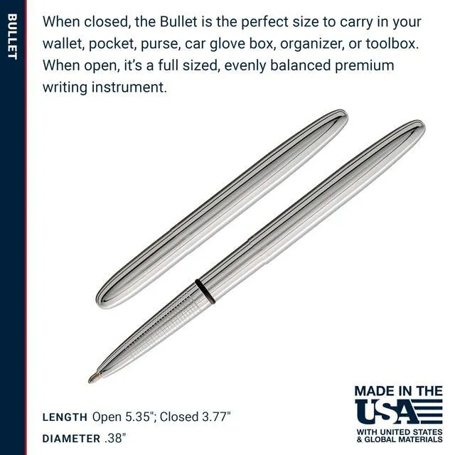 Alt view image 6 of 7 - Space Pen Chrome Pressurized Ballpoint Bullet Pen, Gift Box Compact Size, Writes Upside Down and in Extreme Temperatures, Smooth Black Ink, Medium Point, Made in the USA