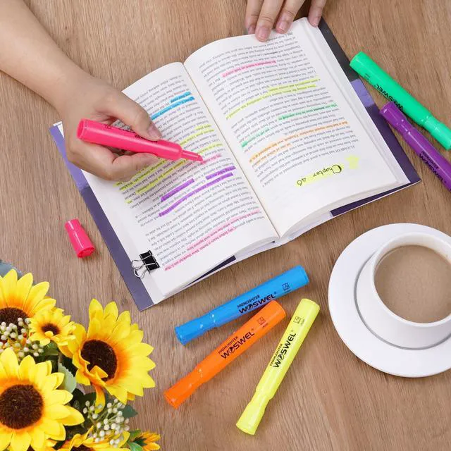 Alt view image 4 of 7 - Highlighters Bulk, 108 Pack Tank Style Highlighters Assorted Fluorescent Colors Set, 6 Bright Colors Chisel Tip Highlighter Markers for Coloring, Highlighting as School Supplies