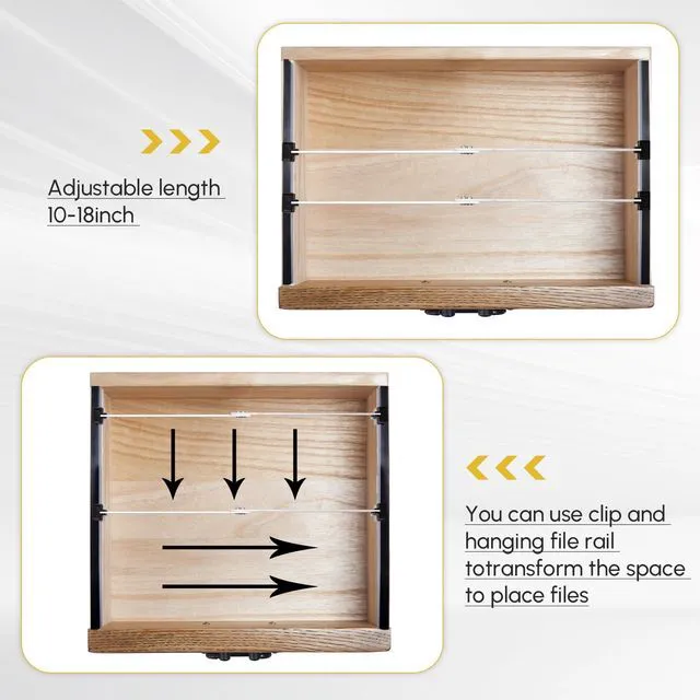 Alt view image 6 of 7 - 12 Pcs Metal Adjustable File Cabinet Rails Set, Silver,10-18 Inch Include 8 Hanging File Rail Clips 4 Cabinet Dividers Bars Suitable for Cabinets with Drawer Thickness Less Than 1/8 Inch