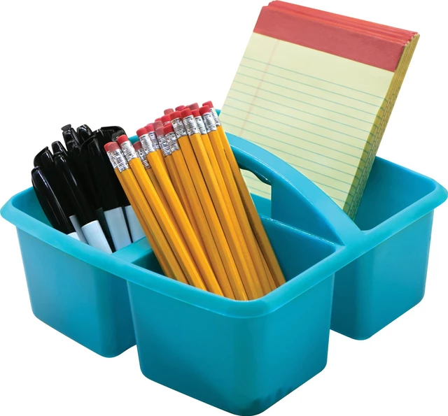 Alt view image 4 of 7 - Assorted Bright Colors Portable Plastic Storage Caddy 6-Pack for Classrooms, Kids Room, and Office Organization, (Lime, Orange, Pink, Purple, Teal, and Yellow) 3 Compartment