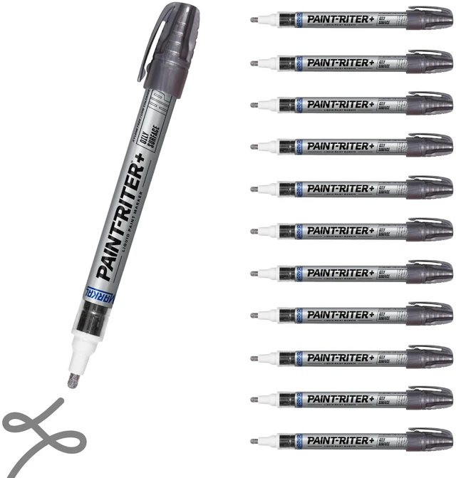 Main image of 96967 Paint-Riter+ Oily Surface Liquid Paint Marker, Versatile Surface Compatibility, Bold Mark Size 1.8", Silver 12-Pack