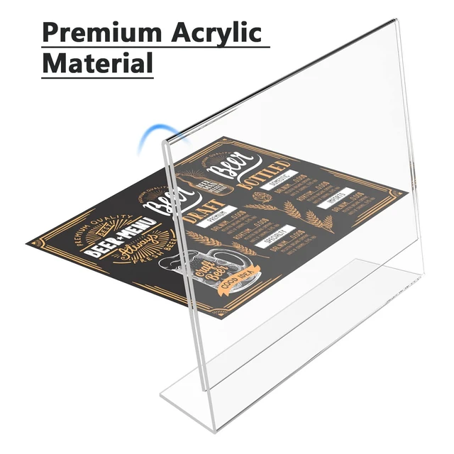 Alt view image 7 of 7 - Acrylic Sign Holder 8.5x11 Inches Horizontal 12 Pack, Slant Back Clear Landscape Tabletop Display Stands for Menus, Flyers, Documents, Sign Frames for Business, Office, Retail, Restaurant