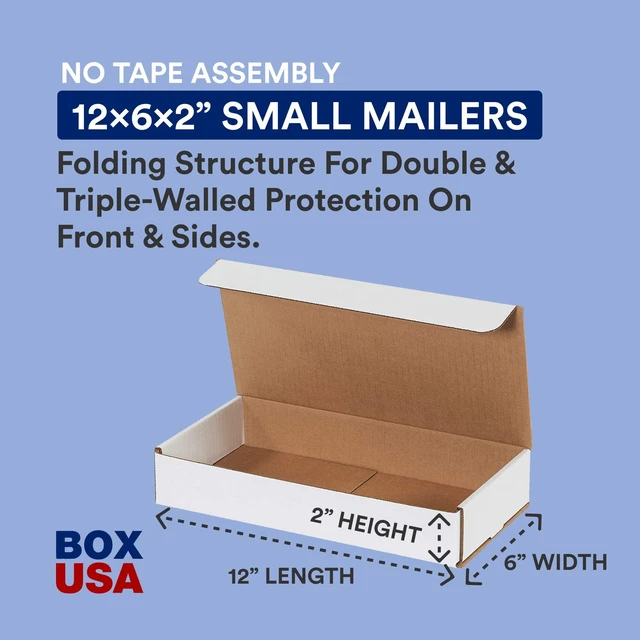 Alt view image 2 of 6 - Shipping Boxes Small 12"L x 6"W x 2"H, 50-Pack | Corrugated Cardboard Mailer for Packing, Moving and Storage 1262