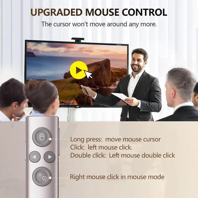 Alt view image 7 of 7 - Presentation Clicker with Digital Pointer for TV LED LCD Screen, Presentation Remote, Slide Clicker (Green Light - BLE&USB-A&C)