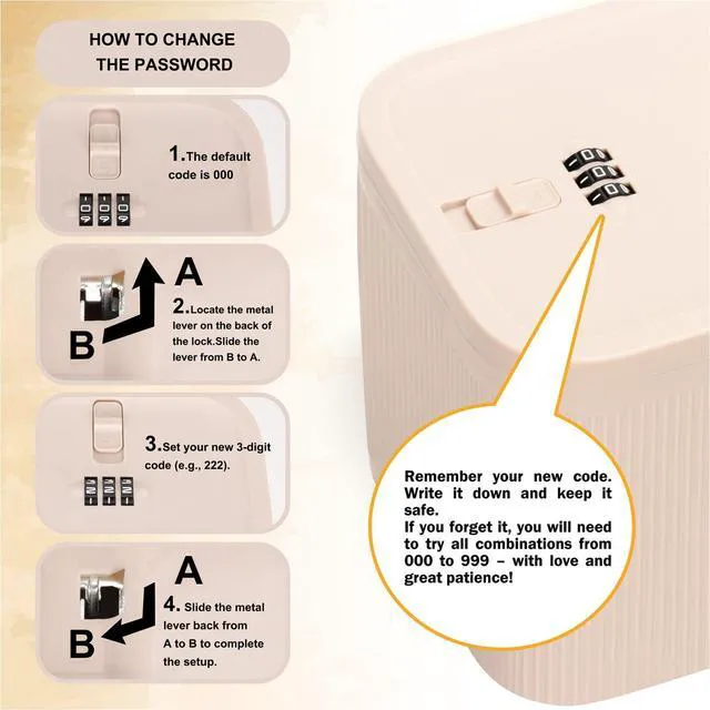 Alt view image 3 of 7 - Lockable Storage Box,Medicine Lock Box Travel Case,Refrigerator Bin Container for Food,Medicines,Snacks,Locking Mobile Cell Phone Device Jail,Lockbox for Office,Home,School,Father Gift (Cream Plus)