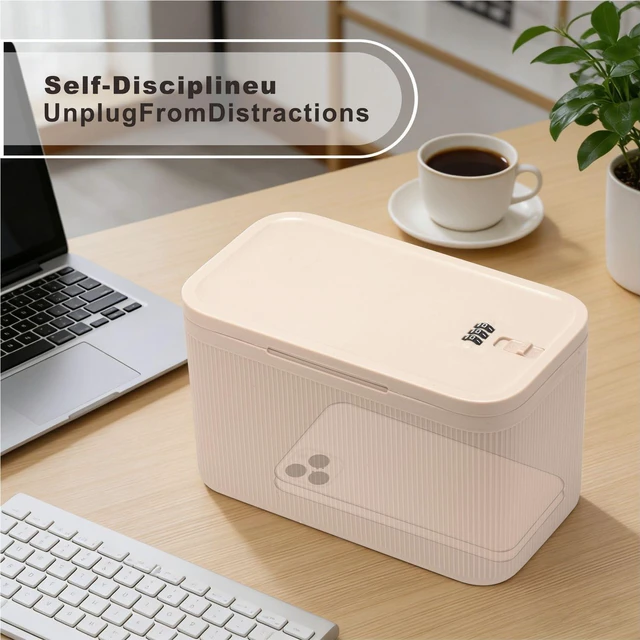 Alt view image 4 of 7 - Lockable Storage Box,Medicine Lock Box Travel Case,Refrigerator Bin Container for Food,Medicines,Snacks,Locking Mobile Cell Phone Device Jail,Lockbox for Office,Home,School,Father Gift (Cream Plus)