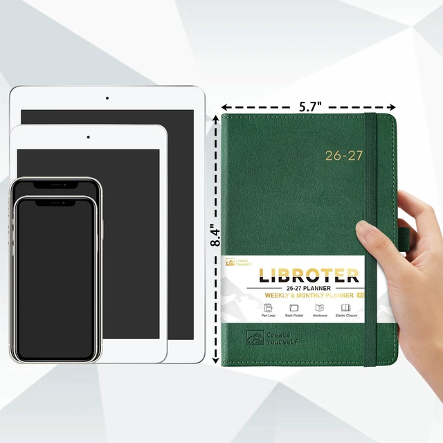 Alt view image 2 of 7 - 2026-2027 Planner - Academic Planner 2026-2027 Weekly Monthly Planner July 2026 - June 2027, 5.7'' x 8.4'', Thick Paper, Leather Cover, Pen Holder, Back Pocket, Perfect Daily Organizer