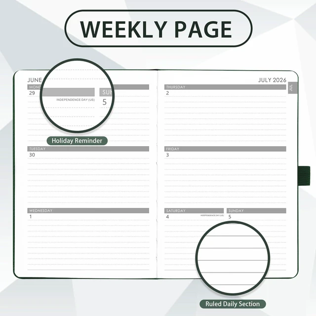 Alt view image 3 of 7 - 2026-2027 Planner - Academic Planner 2026-2027 Weekly Monthly Planner July 2026 - June 2027, 5.7'' x 8.4'', Thick Paper, Leather Cover, Pen Holder, Back Pocket, Perfect Daily Organizer