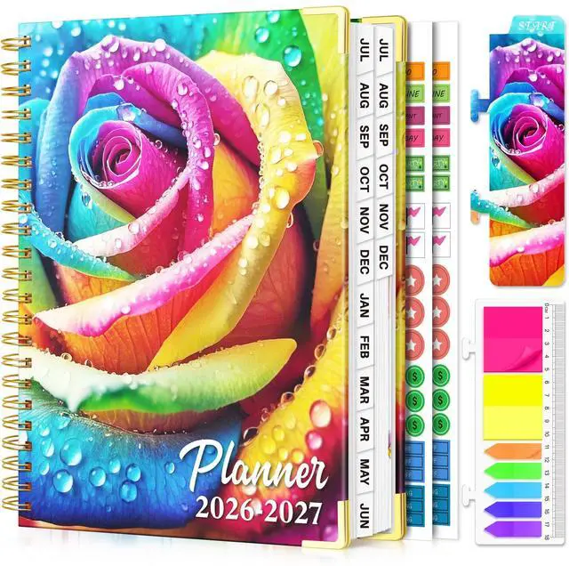 Main image of Academic Planner 2026-2027, 18 Months Daily Weekly Monthly Calendar Planner July 2026 - Dec 2027, 9" x 11.6" A4, Hardcover Agenda Organizer with Tabs, Inner Pocket, Bookmark, Stickers, Sticky Note Set