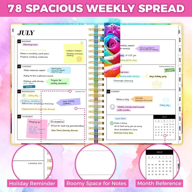 Alt view image 5 of 7 - Academic Planner 2026-2027, 18 Months Daily Weekly Monthly Calendar Planner July 2026 - Dec 2027, 9" x 11.6" A4, Hardcover Agenda Organizer with Tabs, Inner Pocket, Bookmark, Stickers, Sticky Note Set
