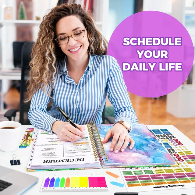 Alt view image 3 of 7 - Academic Planner 2026-2027, 18 Months Daily Weekly Monthly Calendar Planner July 2026 - Dec 2027, 9" x 11.6" A4, Hardcover Agenda Organizer with Tabs, Inner Pocket, Bookmark, Stickers, Sticky Note Set