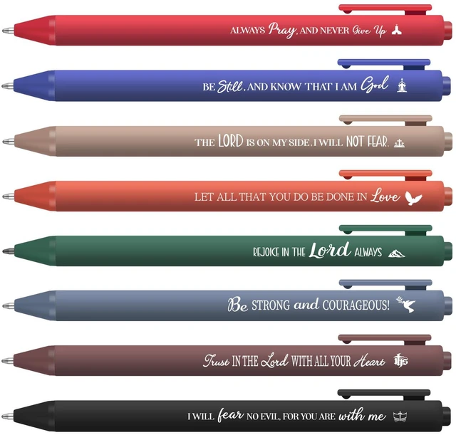 Main image of 80 Pcs Bible Verse Pens Christian Ballpoint Pens Inspirational Quotes Writing Tool Small Retractable Tiny Black Ink Religious Gifts for Women Men Office School (Dark Color)