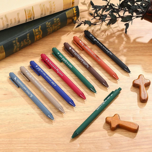 Alt view image 2 of 7 - 80 Pcs Bible Verse Pens Christian Ballpoint Pens Inspirational Quotes Writing Tool Small Retractable Tiny Black Ink Religious Gifts for Women Men Office School (Dark Color)