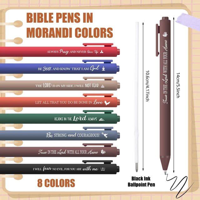 Alt view image 3 of 7 - 80 Pcs Bible Verse Pens Christian Ballpoint Pens Inspirational Quotes Writing Tool Small Retractable Tiny Black Ink Religious Gifts for Women Men Office School (Dark Color)