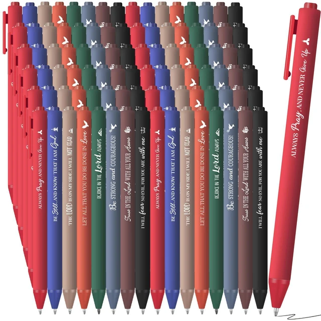 Alt view image 7 of 7 - 80 Pcs Bible Verse Pens Christian Ballpoint Pens Inspirational Quotes Writing Tool Small Retractable Tiny Black Ink Religious Gifts for Women Men Office School (Dark Color)