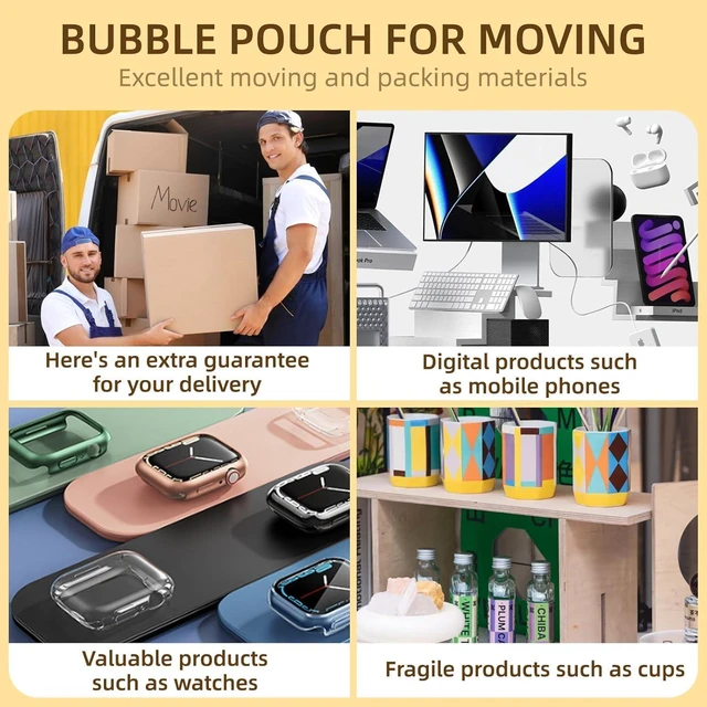 Alt view image 6 of 7 - 50PCS10x12" Clear Bubble Pouches Wrap,Double Wall Cushioned Wrap,Shockproof Double-Wall Thickening for Superior Protection,Lightweight,Durable,for Fragile Items,Electronics,Glasses,plate