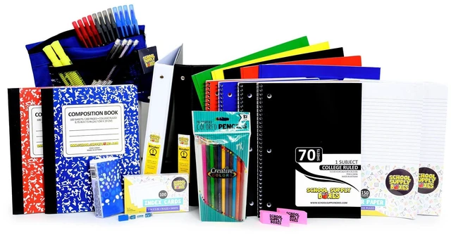 Main image of Secondary Essentials Bundle | 1 Box - 51 Pieces per Box Back to Essentials Includes Folders, Notebooks, 1" Binder, Mechanical Pencils, Index Cards, Highlighters, & Pens