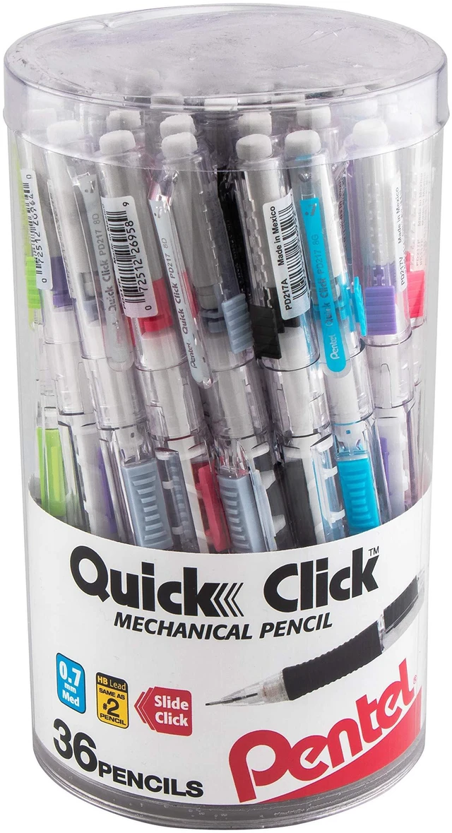 Main image of Quick Click Mechanical Pencil, (0.7mm) Med Line, Canister, Assorted Colors (A/D/N/P/S/V), 36-PK (PD217PC36M)