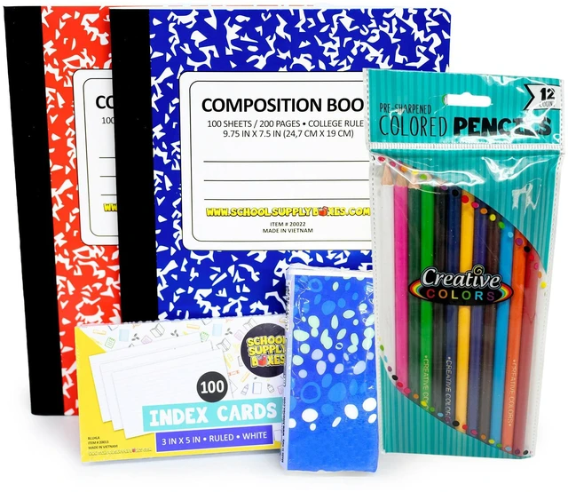 Alt view image 2 of 4 - Secondary Essentials Bundle | 1 Box - 51 Pieces per Box Back to Essentials Includes Folders, Notebooks, 1" Binder, Mechanical Pencils, Index Cards, Highlighters, & Pens