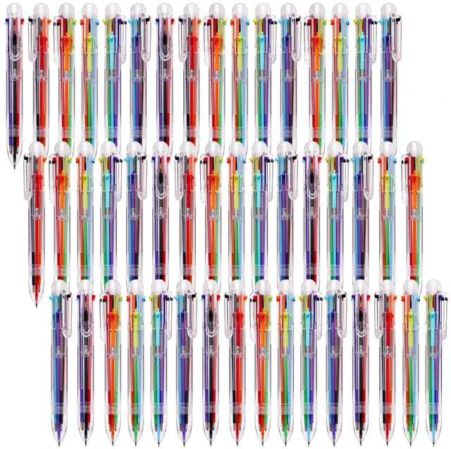 Main image of 48 Pack Multicolor Ballpoint Pens 6 in 1 Transparent 0.5mm 6 Ink Colors in Each Pen, Clear Barrel, Retractable Design, 0.5mm Tip, for School Office Party Favors and Gifts