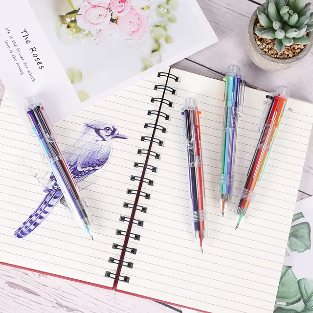 Alt view image 6 of 7 - 48 Pack Multicolor Ballpoint Pens 6 in 1 Transparent 0.5mm 6 Ink Colors in Each Pen, Clear Barrel, Retractable Design, 0.5mm Tip, for School Office Party Favors and Gifts
