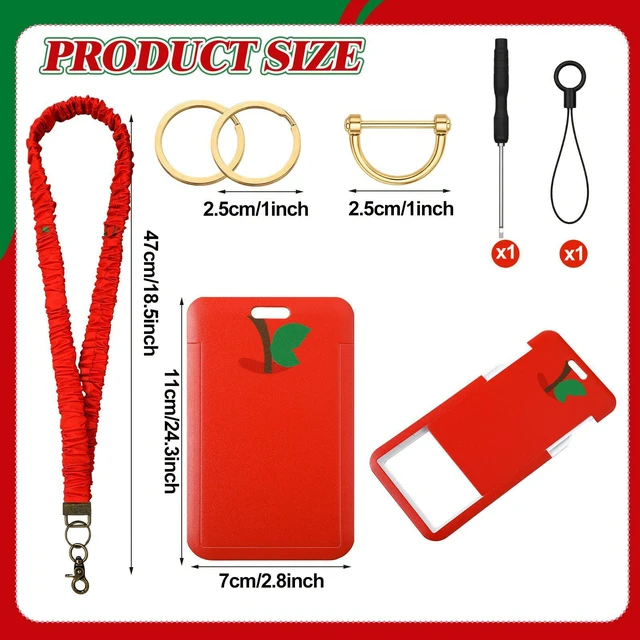 Alt view image 3 of 6 - 1 Pcs Scrunchie Teacher Lanyards with ID Badge Holder Retractable Stretchy Scrunchie Lanyard Breakaway Keychain Accessories (Apple)
