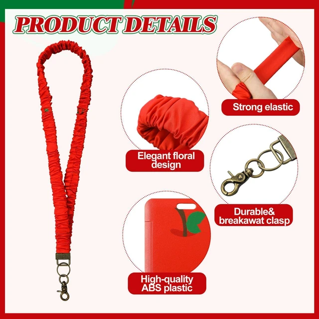 Alt view image 4 of 6 - 1 Pcs Scrunchie Teacher Lanyards with ID Badge Holder Retractable Stretchy Scrunchie Lanyard Breakaway Keychain Accessories (Apple)