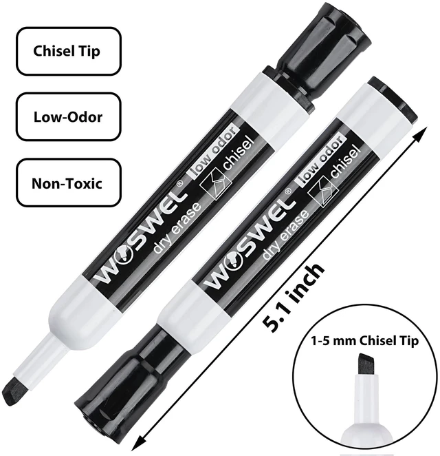 Alt view image 2 of 7 - Dry Erase Markers Bulk, Chisel Tip Whiteboard Markers, Low Odor Thick Dry Markers, 100 Black Color for Teachers, Classroom, Office & Home Use (Pack of 2)