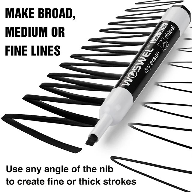 Alt view image 6 of 7 - Dry Erase Markers Bulk, Chisel Tip Whiteboard Markers, Low Odor Thick Dry Markers, 100 Black Color for Teachers, Classroom, Office & Home Use (Pack of 2)