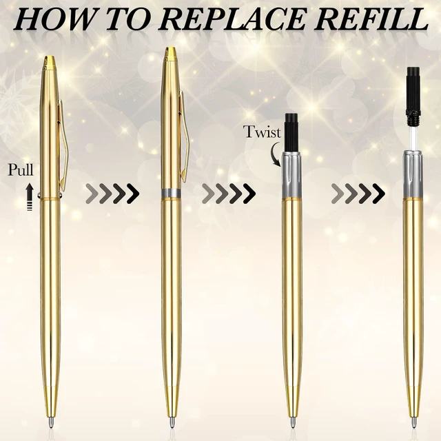 Alt view image 4 of 7 - 100 Pack Gold Pens Bulk Metal Slim Ballpoint Retractable Black Ink 1.0 mm Ballpoint, Writing at Wedding Guest Book, Business Office Supplies, Professional Metal Finish, Signature Events