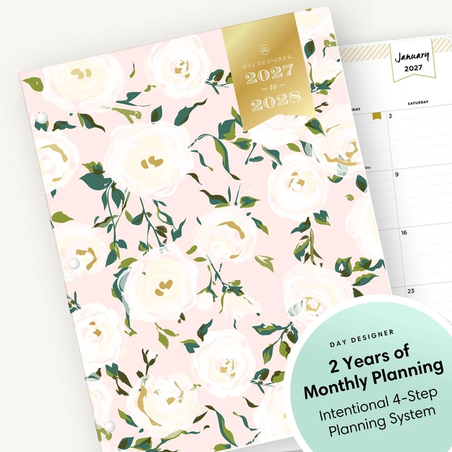Alt view image 5 of 7 - 2027 24-Month Monthly Planner Calendar, 8.5"x11", Coming Up Roses January 2027 - December 2028, Flexible Cover, Stapled Binding, Day Designer