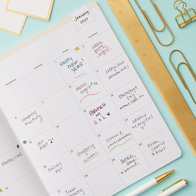 Alt view image 2 of 7 - 2027 24-Month Monthly Planner, 8.5"x11", Orange Blossom Mint January 2027 - December 2028, Flexible Cover, Stapled Binding, Day Designer