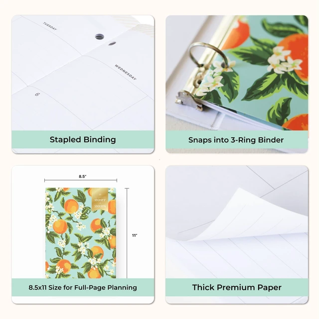 Alt view image 6 of 7 - 2027 24-Month Monthly Planner, 8.5"x11", Orange Blossom Mint January 2027 - December 2028, Flexible Cover, Stapled Binding, Day Designer