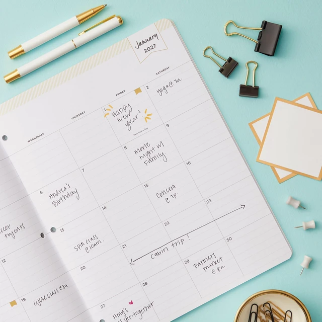 Alt view image 2 of 7 - 2027 24-Month Monthly Planner Calendar, 8.5"x11", Swiss Dot Black January 2027 - December 2028, Flexible Cover, Stapled Binding, Day Designer