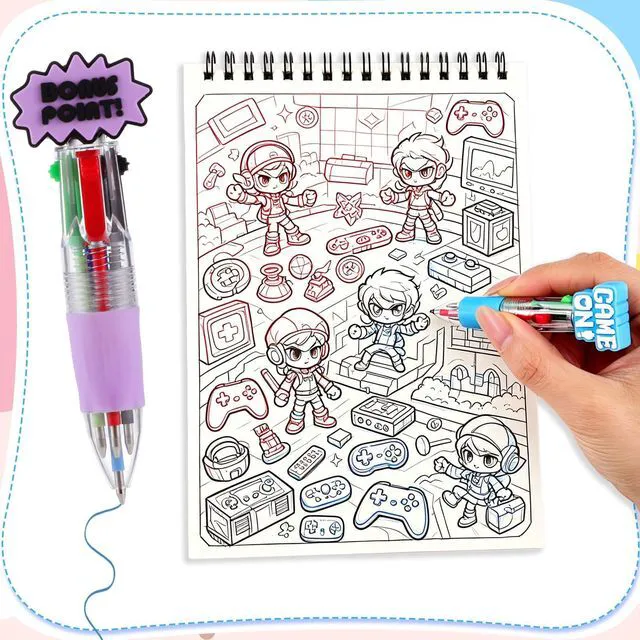 Alt view image 4 of 7 - 48 Pcs Video Game Party Favors for Students Kids, Cute Game Gifts Pens for kids, 4-in-1 Fun Pen,Prize Gifts for Classroom,Boy Birthday Party Favors