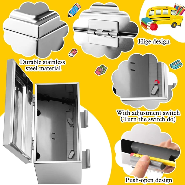 Alt view image 3 of 7 - 8 Pcs Pencil Dispenser for Classroom Stainless Steel, Silver Sharp Dull Pencil Holder Classroom, Letter Stickers, Metal Desk Organizer, Back to School Teacher Supplies, Pencil Parking