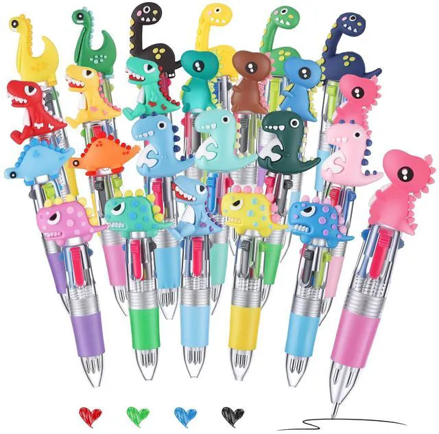 Main image of 48 Pcs Dinosaur Pens for Students, 4-in-1 Cute Pen Gifts Prize Gifts for Classroom, Smooth Writing, Retractable Design for Back to School Supplies Goodie Bags Stuffers