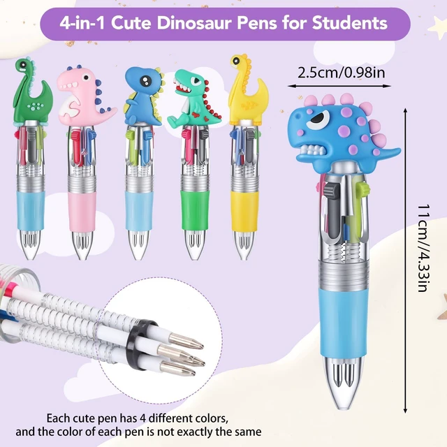 Alt view image 2 of 7 - 48 Pcs Dinosaur Pens for Students, 4-in-1 Cute Pen Gifts Prize Gifts for Classroom, Smooth Writing, Retractable Design for Back to School Supplies Goodie Bags Stuffers