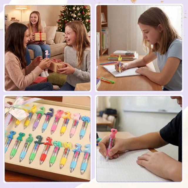 Alt view image 7 of 7 - 48 Pcs Dinosaur Pens for Students, 4-in-1 Cute Pen Gifts Prize Gifts for Classroom, Smooth Writing, Retractable Design for Back to School Supplies Goodie Bags Stuffers