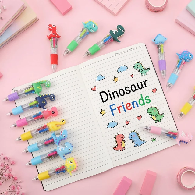 Alt view image 6 of 7 - 48 Pcs Dinosaur Pens for Students, 4-in-1 Cute Pen Gifts Prize Gifts for Classroom, Smooth Writing, Retractable Design for Back to School Supplies Goodie Bags Stuffers