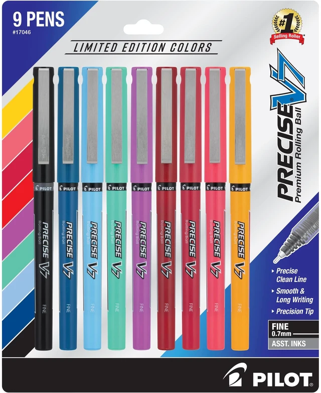 Main image of Precise V7 Rollerball, Limited Edition Assorted Colors, Pack of 9