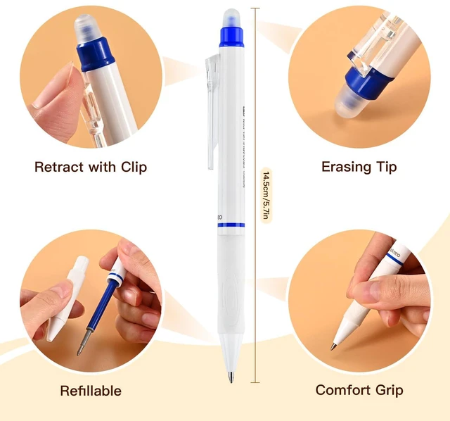 Alt view image 2 of 7 - 18 Counts Erasable Gel Pens, 0.7mm Fine Point Retractable Clicker Pens with 18 Black Blue Refills,Make Mistakes Disappear for Writing Planner Drawing and Crossword Puzzles