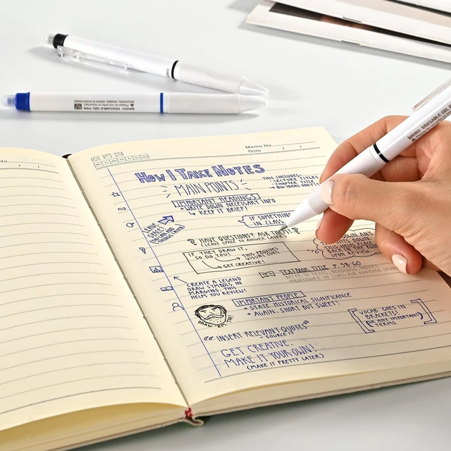 Alt view image 5 of 7 - 18 Counts Erasable Gel Pens, 0.7mm Fine Point Retractable Clicker Pens with 18 Black Blue Refills,Make Mistakes Disappear for Writing Planner Drawing and Crossword Puzzles