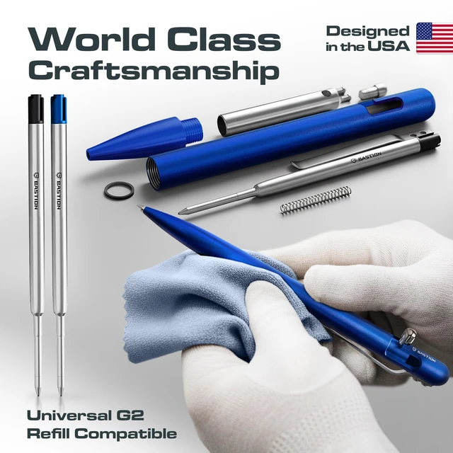 Alt view image 4 of 7 - Bolt Action Pen, Aluminum Royal Blue Slim, HyperBolt EDC Pen, Refillable Metal Writing Pen, Premium Graduation Gift, Executive Pocket Pen