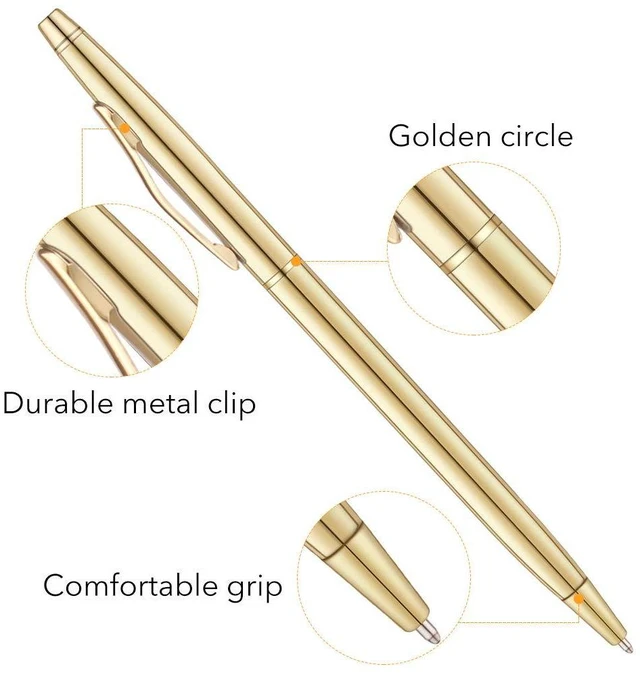 Alt view image 4 of 7 - 12 Pack Slim Gold Ballpoint Pens Black Ink 1 mm - Black ink, Nice Gift for Business Office Students Teachers Wedding Guest