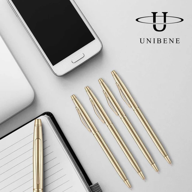 Alt view image 7 of 7 - 12 Pack Slim Gold Ballpoint Pens Black Ink 1 mm - Black ink, Nice Gift for Business Office Students Teachers Wedding Guest